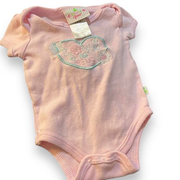 Duck Duck Goose Short Sleeve Bodysuit Baby Girl 3-6 Months Pink Embroidered Top - Picture 2 of 8